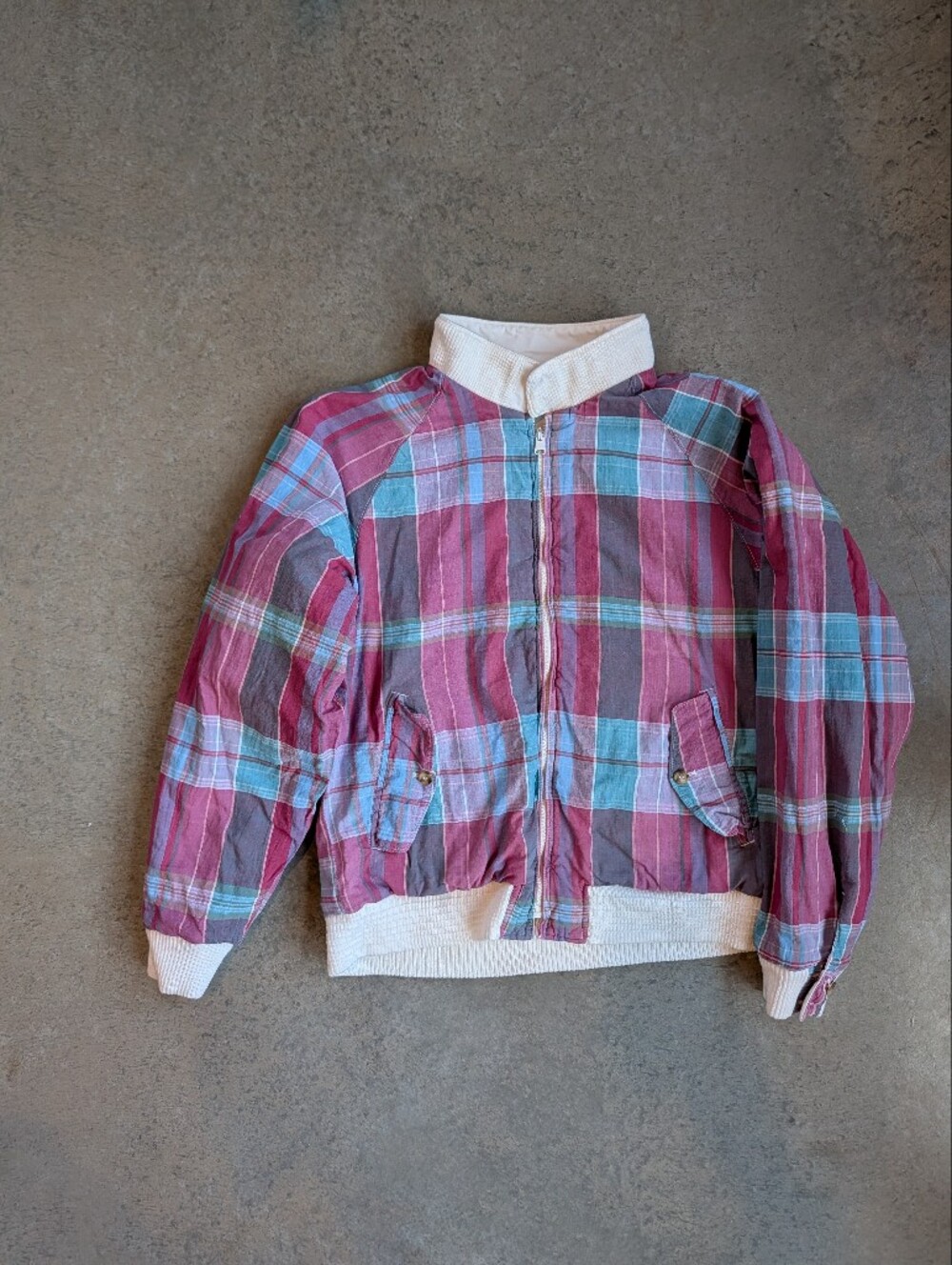 GANT 80s/90s Cotton Reversible Madras Plaid Harrington Bomber Jacket Men's M